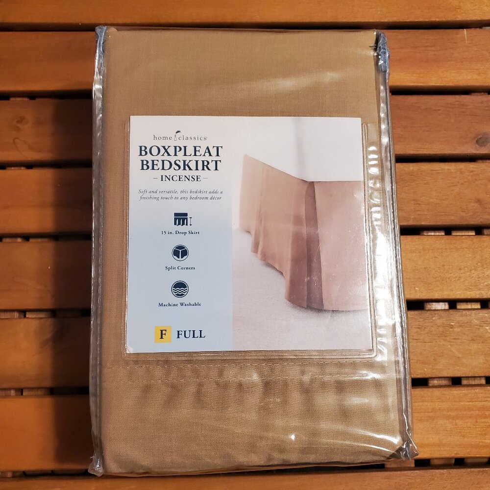Home Classics Box Pleat Full Bed Skirt Split Corners Incense Brown